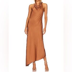ALC Brown Claire Midi Halter Open Back Dress Rawhide | Size 6